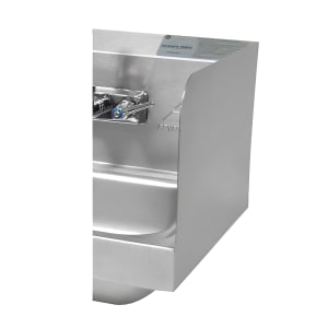 009-7PS15 12" Tall Side Splash for Hand Sinks - 10" x 14" Bowls, 2 Sides, Splash Mount