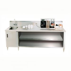 009-BEV3084R 84" Beverage Table w/ Right Side Sink & Drain Trough, 30"D
