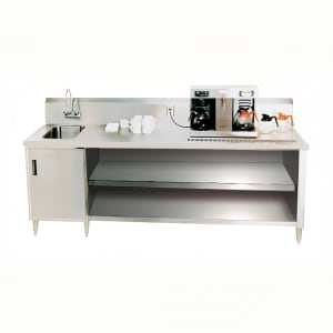 009-BEV30108L 108" Beverage Table w/ Left Side Sink & Drain Trough, 30"D