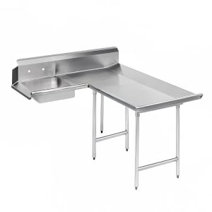 009-DTSD3096R 95" R L Dishlanding Soil Dishtable - 10 1/2" Backsplash, Stainless Legs