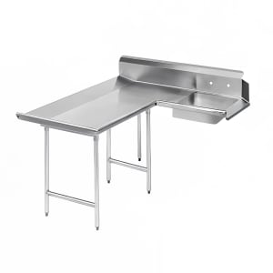 009-DTSD30120L 119" L R Dishlanding Soil Dishtable - 10 1/2" Backsplash, Stainless Legs