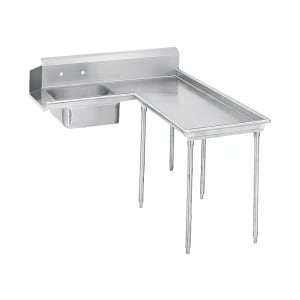 009-DTSG6072R 59" L Shaped Dish Table - Right to Left, (1) 20" x 20" x 8" Sink Bowl