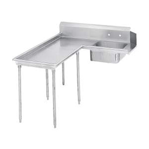 009-DTSG6096L 59" L Shaped Dish Table - Left to Right, (1) 20" x 20" x 8" Sink Bowl