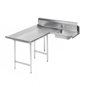 009-DTSD30108L 107" L R Dishlanding Soil Dishtable - 10 1/2" Backsplash, Stainless Legs