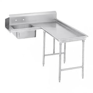 009-DTSG3048R 47" R L Island Soil Dishtable - 10 1/2" Backsplash, Stainless Legs, 14 ga Stainless