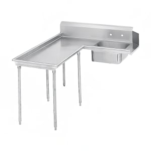 009-DTSG6072L 59" L Shaped Dish Table - Left to Right, (1) 20" x 20" x 8" Sink Bowl