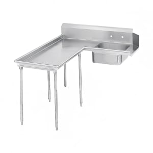 009-DTSG6084L 59" L Shaped Dish Table - Left to Right, (1) 20" x 20" x 8" Sink Bowl