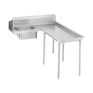 009-DTSG6096R 59" L Shaped Dish Table - Right to Left, (1) 20" x 20" x 8" Sink Bowl