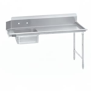 009-DTSS7072RX 72" R L Straight Soil Dishtable - 10 1/2" Backsplash, Stainless Legs, 16 ga Stainless