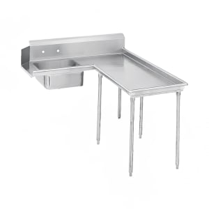 009-DTSG60120R 119" R L Island Soil Dishtable - 10 1/2" Backsplash, Galvanized Legs, 14 ga Stainless