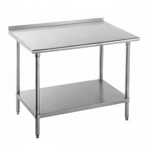 009-FLG303 36" 14 ga Work Table w/ Undershelf & 304 Series Stainless Top, 1 1/2" Backsplash