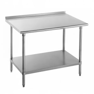 009-FLG306 72" 14 ga Work Table w/ Undershelf & 304 Series Stainless Top, 1 1/2" Ba...