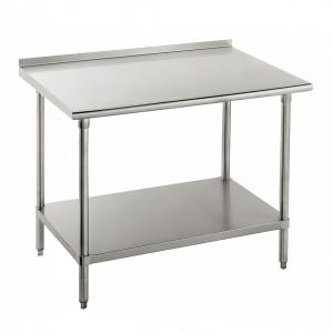009-FLG246 72" 14 ga Work Table w/ Undershelf & 304 Series Stainless Top, 1 1/2" Ba...