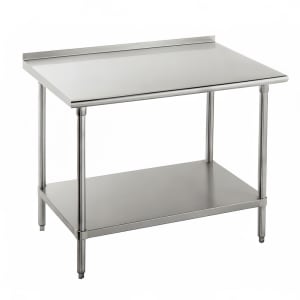 009-FMS243 36" 16 ga Work Table w/ Undershelf & 304 Series Stainless Top, 1 1/2" Backsplash