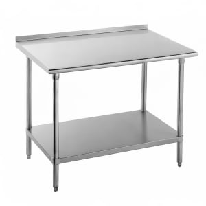009-FMS244 48" 16 ga Work Table w/ Undershelf & 304 Series Stainless Top, 1 1/2" Backsplash