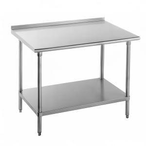 009-FMS306 72" 16 ga Work Table w/ Undershelf & 304 Series Stainless Top, 1 1/2" Backsplash