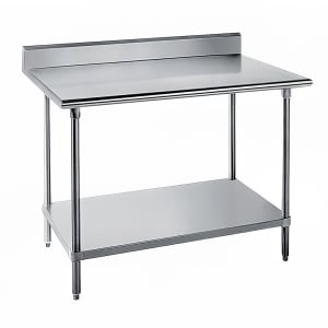 009-KAG244 48" 16 ga Work Table w/ Undershelf & 430 Series Stainless Top, 5" Backsplash