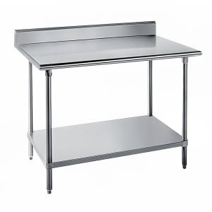 009-KAG246 72" 16 ga Work Table w/ Undershelf & 430 Series Stainless Top, 5" Backsplash