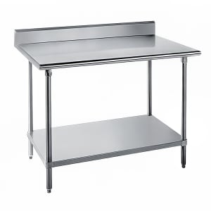 009-KAG306 72" 16 ga Work Table w/ Undershelf & 430 Series Stainless Top, 5" Backsplash