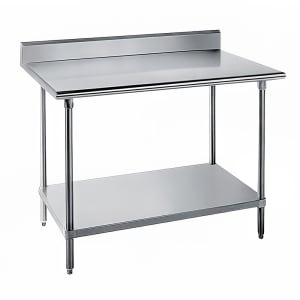 009-KAG3010 120" 16 ga Work Table w/ Undershelf & 430 Series Stainless Top, 5" Back...