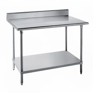 009-KLG240 30" 14 ga Work Table w/ Undershelf & 304 Series Stainless Top, 5" Backsplash