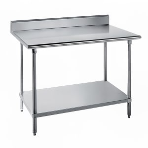 009-KLG245 60" 14 ga Work Table w/ Undershelf & 304 Series Stainless Top, 5" Backsplash