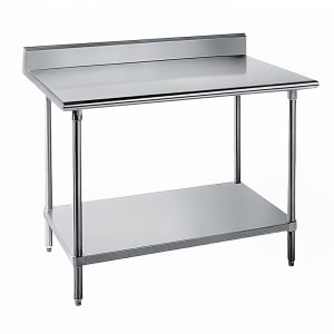 009-KLG307 84" 14 ga Work Table w/ Undershelf & 304 Series Stainless Top, 5" Backsplash
