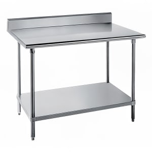 009-KLG306 72" 14 ga Work Table w/ Undershelf & 304 Series Stainless Top, 5" Backsp...