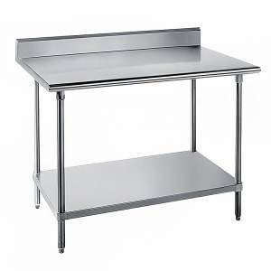 009-KMG3610 120" 16 ga Work Table w/ Undershelf & 304 Series Stainless Top, 5" Back...