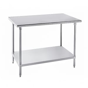 009-MG2411 132" 16 ga Work Table w/ Undershelf & 304 Series Stainless Flat Top