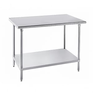 009-MG2412 144" 16 ga Work Table w/ Undershelf & 304 Series Stainless Flat Top