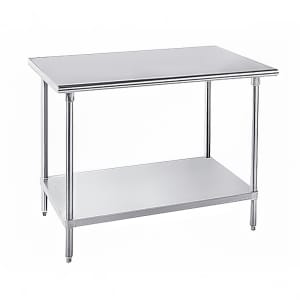 009-MG2410 120" 16 ga Work Table w/ Undershelf & 304 Series Stainless Flat Top
