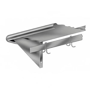 009-PS1236ECX Solid Wall Mounted Shelf, 36"W x 12"D, Stainless