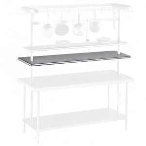 009-PT10132 132" Table Mount Shelf - 1 Deck, Mid-Mount, 10"L, Stainless