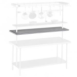 009-PT1072 72" Table Mount Shelf - 1 Deck, Mid-Mount, 10"L, Stainless