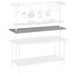 009-PT1860 60" Table Mount Shelf - 1 Deck, Mid-Mount, 18"L, Stainless