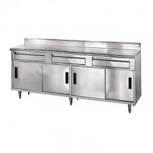 009-SDRC3010 120" Enclosed Work Table w/ Sliding Doors & 5" Backsplash, 30"D