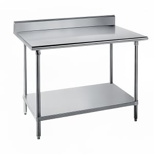 009-SKG2411 132" 16 ga Work Table w/ Undershelf & 430 Series Stainless Top, 5" Backsplash