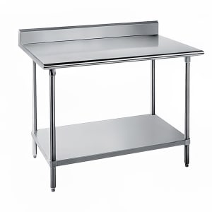 009-SKG3610 120" 16 ga Work Table w/ Undershelf & 430 Series Stainless Top, 5" Back...