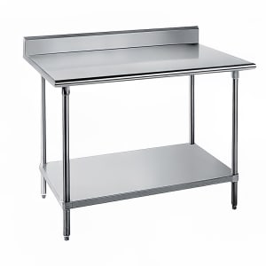009-SKG300 30" 16 ga Work Table w/ Undershelf & 430 Series Stainless Top, 5" Backsplash