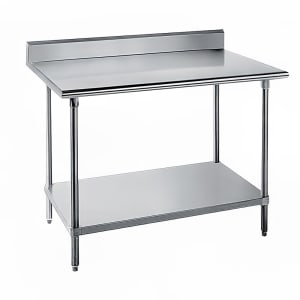 009-SKG3010 120" 16 ga Work Table w/ Undershelf & 430 Series Stainless Top, 5" Back...