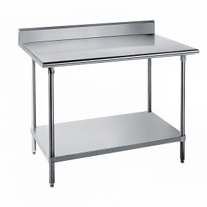 009-SKG303 36" 16 ga Work Table w/ Undershelf & 430 Series Stainless Top, 5" Backsplash