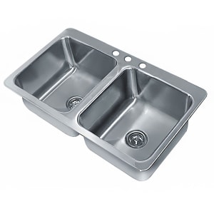 009-SS2332110 (2) Compartment Drop-in Sink - 14" x 16", Drain Included
