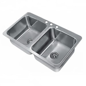 009-SS2452112 (2) Compartment Drop-in Sink - 20" x 16", Drain Included