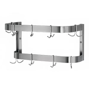 009-SW132 132" Wall-Mount Pot Rack w/ (18) Double Hooks, Stainless Steel