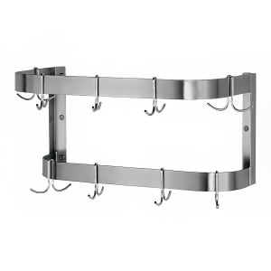 009-SW120 120" Wall-Mount Pot Rack w/ (18) Double Hooks, Stainless Steel