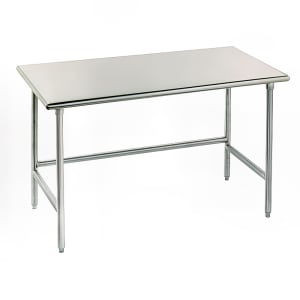 009-TAG3612 144" 16 ga Work Table w/ Open Base & 430 Series Stainless Flat Top