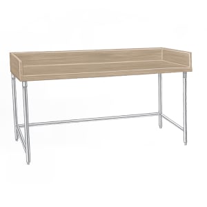 009-TBS367 84" Maple Top Bakers Table w/ 4" Splash & Open Base, 36"D