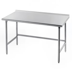 009-TFLG246 72" 14 ga Work Table w/ Open Base & 304 Series Stainless Top, 1 1/2" Backsplash