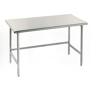 009-TGLG486 72" 14 ga Work Table w/ Open Base & 304 Series Stainless Flat Top